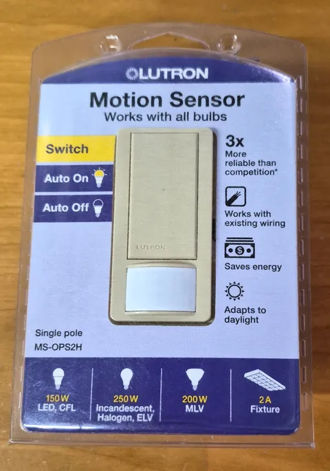 Lutron Motion Sensor Switch Ivory Works With All Bulbs Single Pole MS-OPS2H