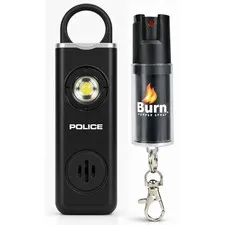 Police Personal Safety Alarm & Pepper Spray Combo 130dB Self Defense Keychain