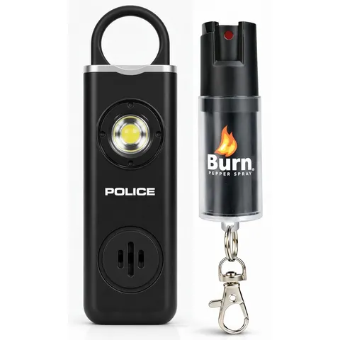 Police Personal Safety Alarm & Pepper Spray Combo 130dB Self Defense Keychain