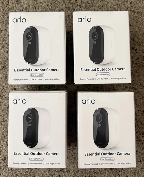 4- Arlo Essential Outdoor Camera 2nd Generation Live HD Video Color Night Vision