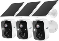 Wireless Solar Outdoor WiFi Cameras 3K 4MP Motion Detection Waterproof 3-Pack