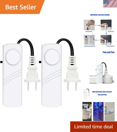 2 Pack Power Failure Alarm for Household Safety - 80dB Siren, Battery Powered