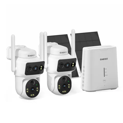 GAIEXCE Solar Dual Lens Security Cameras Wireless Outdoor, Home 2 Cam Kit-2