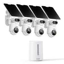 PIOJER Solar Security Camera Wireless Outdoor Dual-Lens 2K(2MP Wide-Angle & 2...