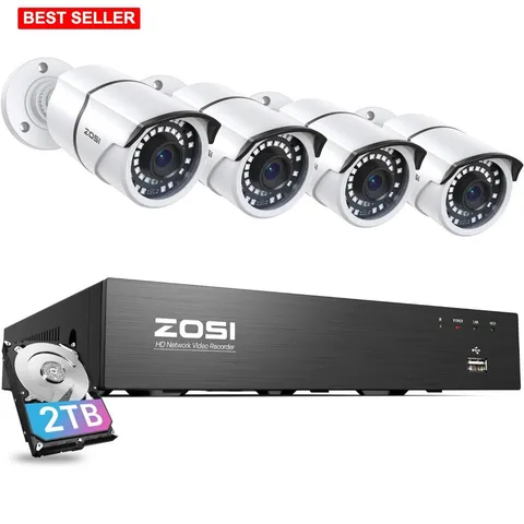 Security Camera System 8CH 4K PoE Indoor Outdoor 2TB HDD App Control