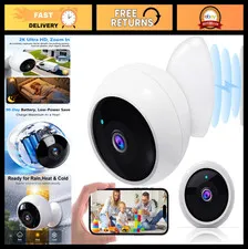 Wireless Outdoor Security Cameras - 2K WiFi, AI Motion Detection, Long Battery L