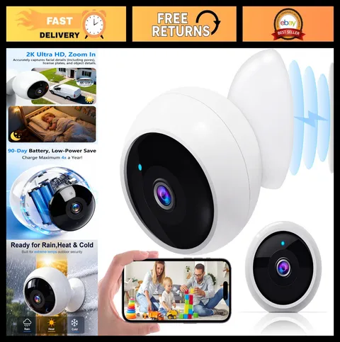 Wireless Outdoor Security Cameras - 2K WiFi, AI Motion Detection, Long Battery L