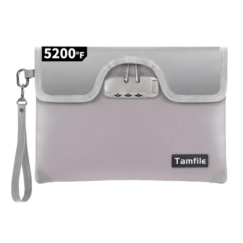 Silver 8.3x11 Inch 5200F Fireproof Water Safe Money Document Bag With Lock