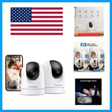 D1 2-Pack 2K Baby Monitor & Pet Camera with Cloud Storage & Alexa Compatibility
