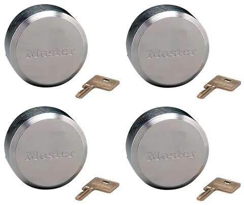 Master Lock 2-7/8" 6271KAW700A-80030 Keyed Alike Puck Shackleless Locks - 4 Pack