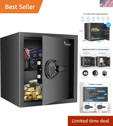Safe Box with Digital Keypad Lock for Valuables, 1.28 Cu.Ft | SPHC steel, 12....