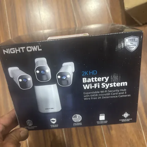 Night Owl 2K HD Battery Wi-Fi System Security Hub and 3 Cameras (White)