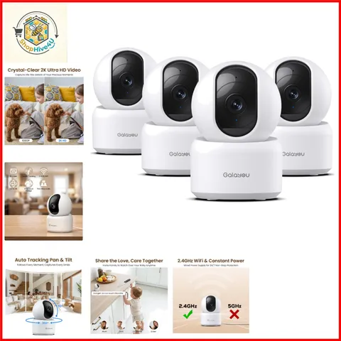 Indoor Cameras for Home Security/Baby Monitoring in 2K, G2 4Pack | Wi-Fi/Nann...