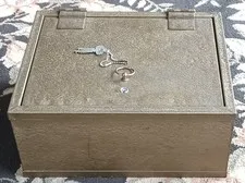 Mid-century Victor 'Treasure Chest' Fire-Proof Strong Box Safe, Both Keys, Nice!