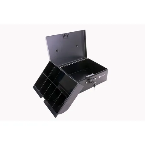 Mobile Cash Box: Portable Steel Key Lock Safe with Removable Tray
