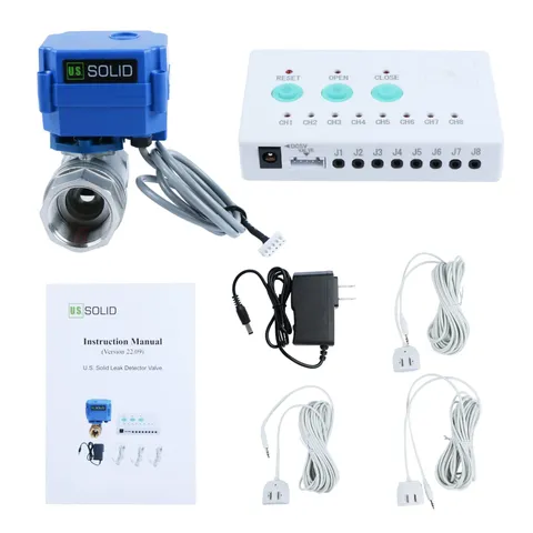 U.S. Solid Water Leak Detector with Auto ShutOff Valve & Sound Alarm, 1" NSF ...