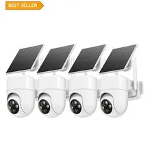 4-Pack 2K Solar Security Cameras with 360° View & Night Vision, Wi-Fi Compatible