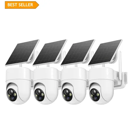 4-Pack 2K Solar Security Cameras with 360° View & Night Vision, Wi-Fi Compatible