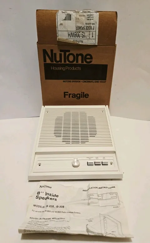 Vintage NuTone 8” Inside Speaker Model IS-308WH New Open Box