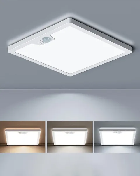 Annaror 12in Motion Sensor Ceiling Light Wired, 3000K 4000K 12 Inch White