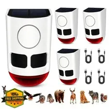 ChunHee 4PK Solar Motion Alarm Dog Barking 129dB Loud Yard Farm Garden
