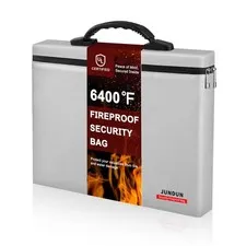 6400 Fireproof Money Bag 13.4x10.2x1.6 Inch Dual Pockets Document Silver