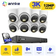 ANNKE 12MP 8CH NVR 5MP POE Security Camera System Audio Recording AI Color Night