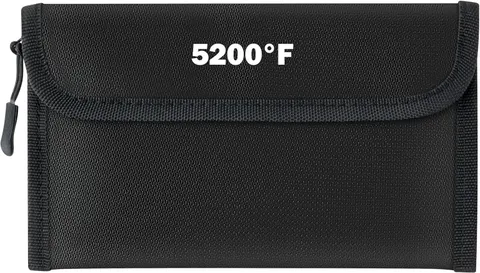 5200°F Water Resistant Fire Proof Money Bag 3 Layers Of Heat Insulated 7.9"x5"