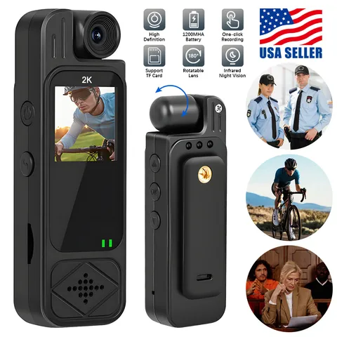 2K HD Mini Police Body Camera 180° Video Audio Recorder Pocket Night Vision Cam
