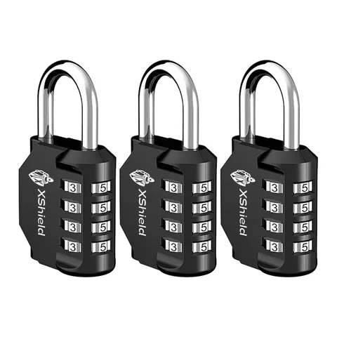 XShield 4-Digit Combination Padlock | Heavy-Duty Keyless Lock with 10,000 C