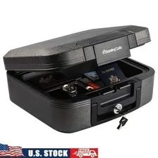 Fire Water Resistant Chest Safe Key Lock 0.28 Cu Ft Security Protection Safe Box