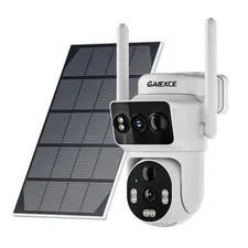 Solar Dual Lens Security Cameras Wireless Outdoor, Work with Home Dual Lens S...