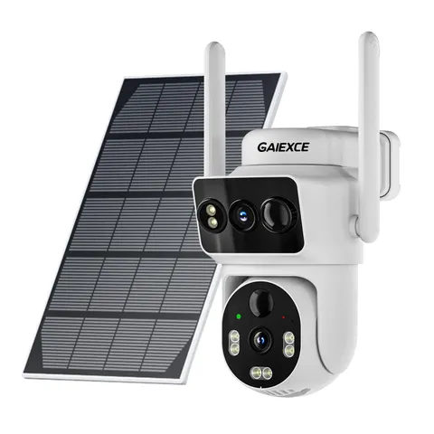 Solar Dual Lens Security Cameras Wireless Outdoor, Work with Home Dual Lens S...
