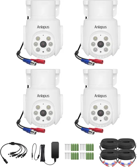 4Pack Pan Tilt Wired Security Cameras Outdoor Indoor, 2MP 1080P Weatherproof CCT