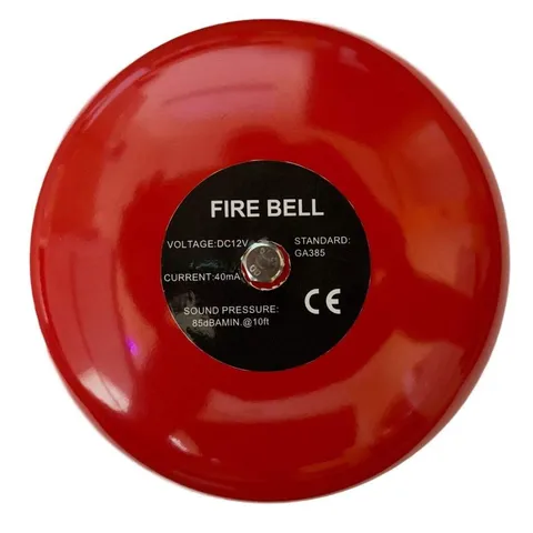 Safeguard Supply 6 Inch 12V DC Loud Fire Alarm Bell - Extra 6", Red