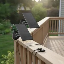 2-Pack 2W Solar Panels with 360° Mount for Security Cameras - USB Compatible