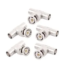 5 Pcs BNC Q9 3 Way T Connector 1 Male to 2 Female Video Adaptor For CCTV Camera