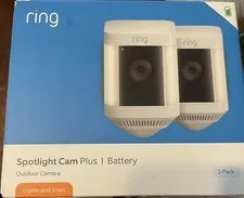 Ring Spotlight Cam Plus Camera Indoor/Outdoor Wireless Pack of 2