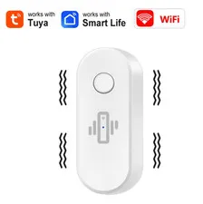Tuya WiFi Vibration Sensor White Black Door Window Glass Broken Detector Home 