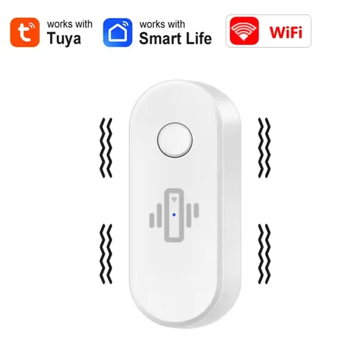 Tuya WiFi Vibration Sensor White Black Door Window Glass Broken Detector Home 