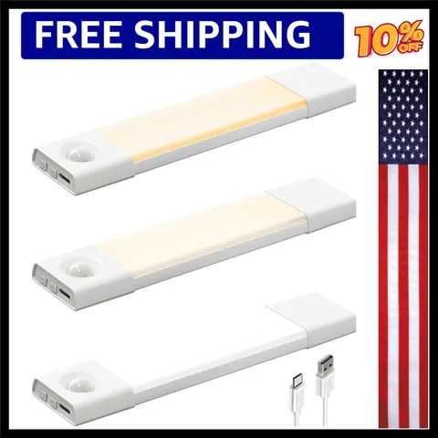 Versatile 3-Pack 8" Rechargeable Motion Sensor Lights - Ideal for Closets & More