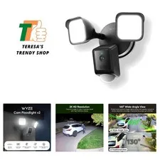 Advanced Outdoor 2K HD Floodlight Camera - 160° View, Night Vision & Alexa Ready