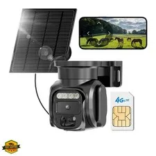 4G LTE Cellular Solar Powered Security Camera Wireless Outdoor, No WiFi Need ...