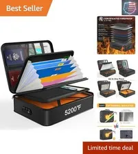 5200℉ Fireproof Document Box, 16.1x 11.4x4.3 Inch Waterproof and Fireproof Do...