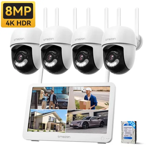 8MP PTZ Security Camera System NVR 12" Monitor with 2-Way Audio Auto Tracking