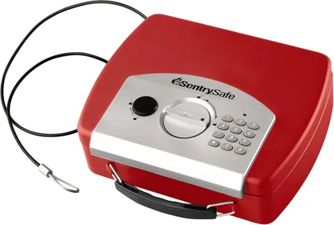 SentrySafe Red Electronic Compact Safe Steel Tether 0.08 cu ft