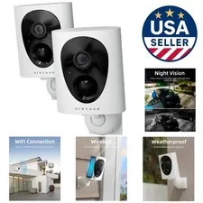 VistaFlask 2K Wireless Outdoor Security Cameras - AI Motion Detection, 2Pack