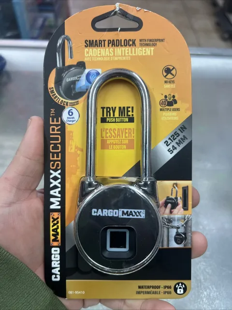 Cargo Maxx 081-95410 Cargo Maxx Fingerprint Padlock Long Shank