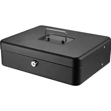 Black Money Saving Box with Cash Tray and Key Lock, Portable Safe Box with Ca...
