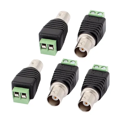 5 Pcs Screw Terminal Coaxial Cat5 to BNC Female Jack Video Balun Connector